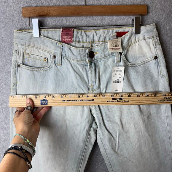 NWT Express Jeans Flare Leg Women’s Sz 8 Vintage Bleach Wash Cotton Western Boho - Picture 8 of 15